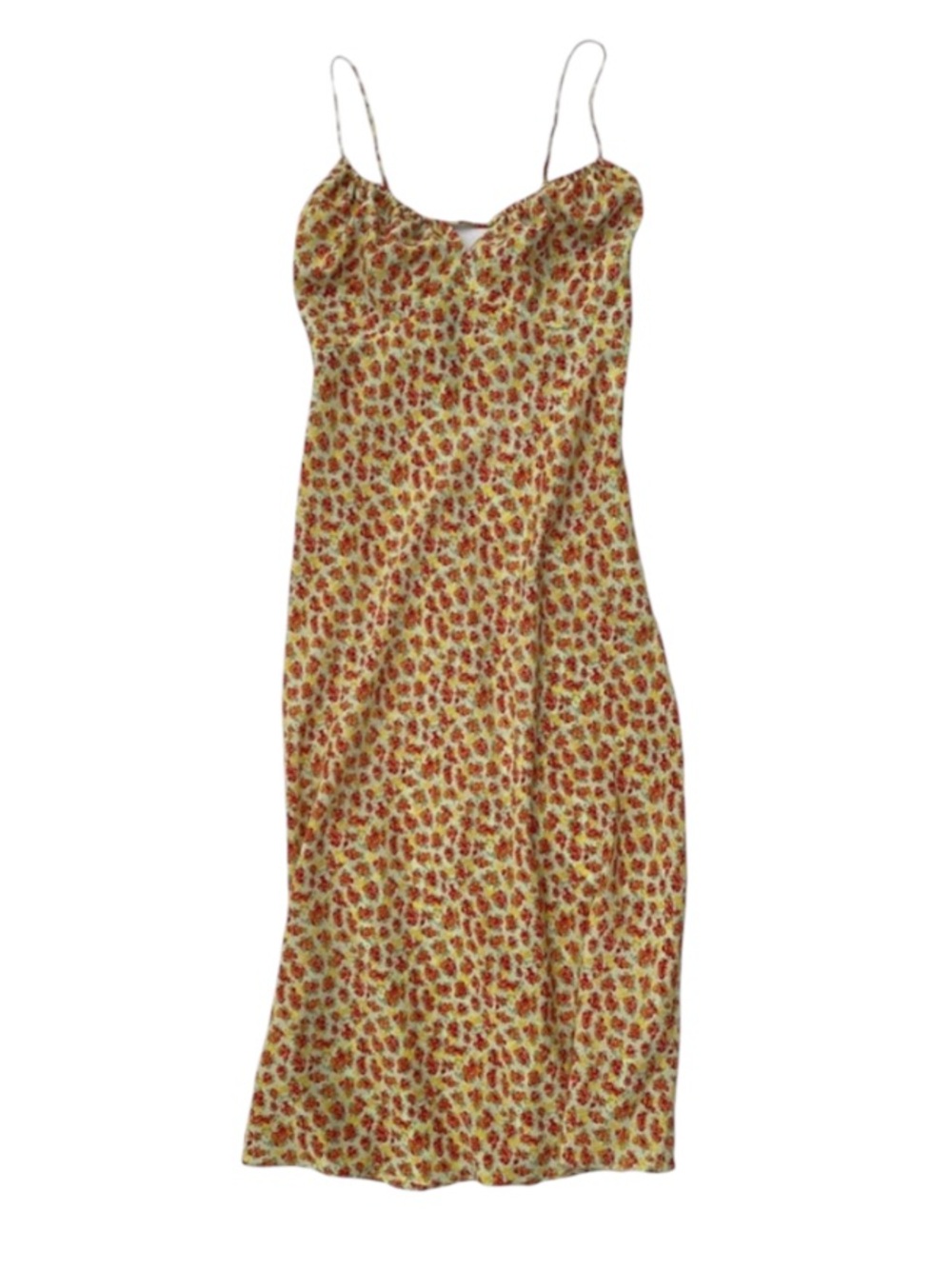 1990s Pastel Mint Express Mini Floral Print Silky Slip MIDI Lightweight Dress